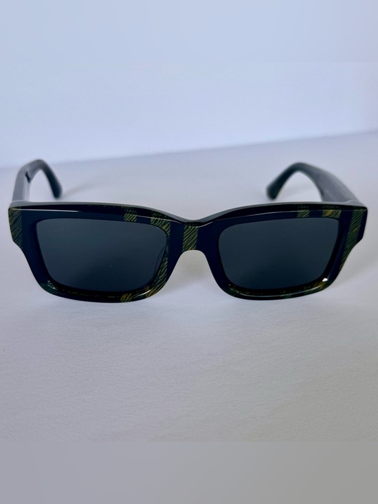 Burberry Accessories - NWT Burberry BE4443F 4225/87 Check Green Rectangle Sunglasses Made in Italy